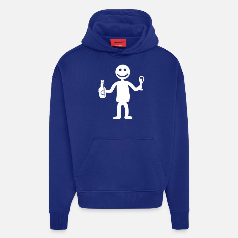 Stick Figure Bière - Sweat à capuche bio épais oversize fabriqué en UE - Iconic Blue