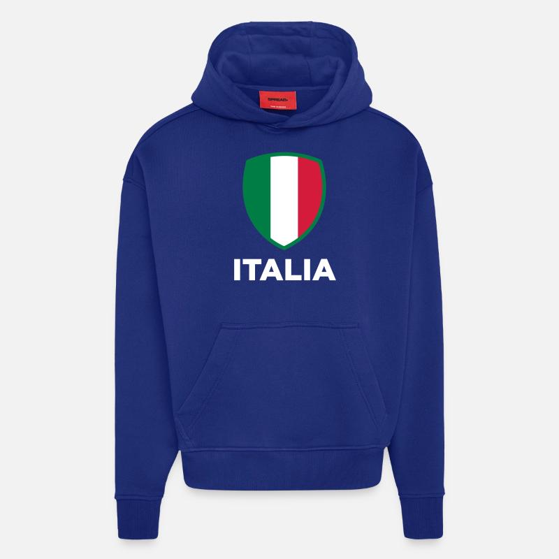 Drapeau national d'Italie - Sweat à capuche bio épais oversize fabriqué en UE - Iconic Blue