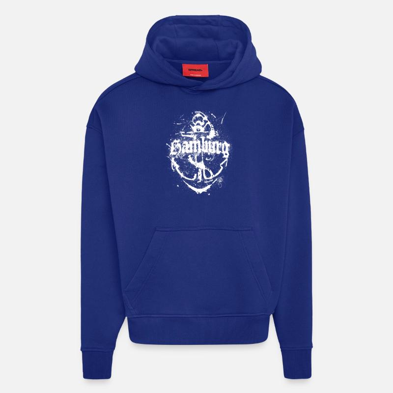 ANCRE HAMBURG 1 - Sweat à capuche bio épais oversize fabriqué en UE - Iconic Blue