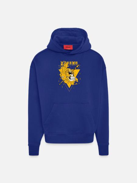 Le guerrier - Sweat à capuche bio épais oversize fabriqué en UE - Iconic Blue