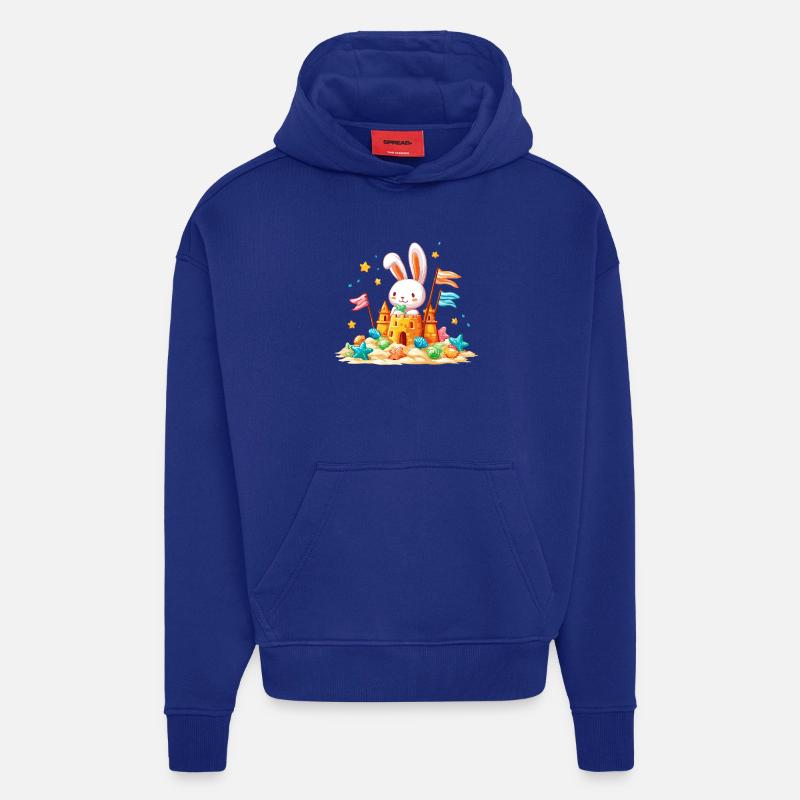Bunny on the Beach Sandpit - Sweat à capuche bio épais oversize fabriqué en UE - Iconic Blue
