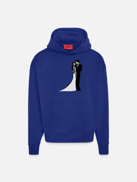 Mariage heureux mariage - Sweat à capuche bio épais oversize fabriqué en UE - Iconic Blue