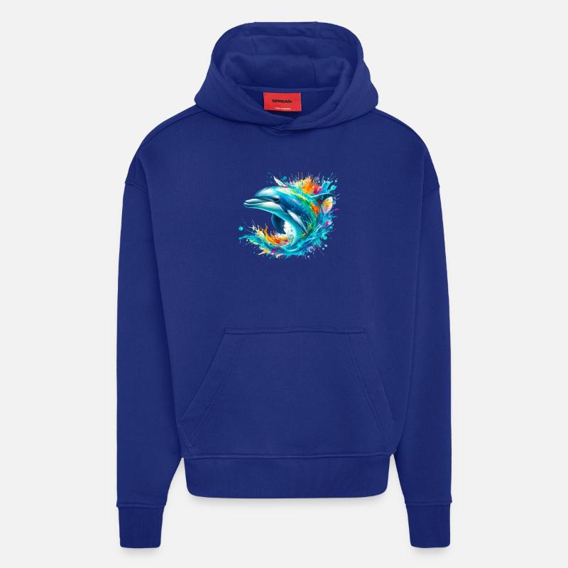 Dauphin - Sweat à capuche bio épais oversize fabriqué en UE - Iconic Blue