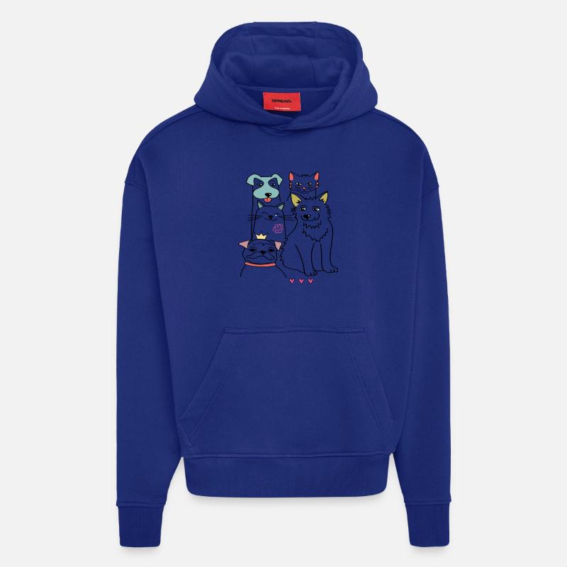 Bons amis, chien et chat - Sweat à capuche bio épais oversize fabriqué en UE - Iconic Blue