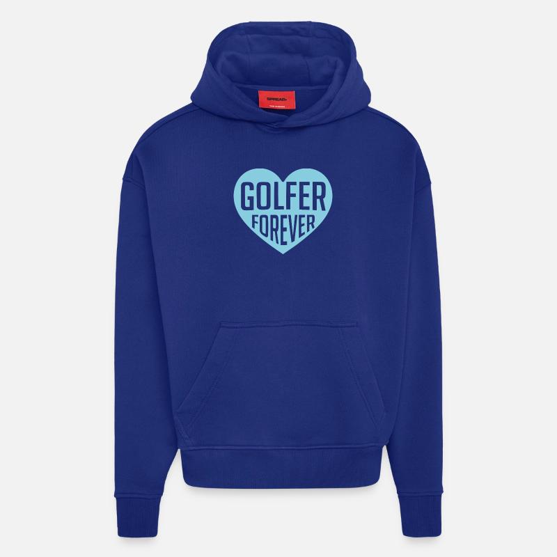 Golf Forever Heart Design - Sweat à capuche bio épais oversize fabriqué en UE - Iconic Blue