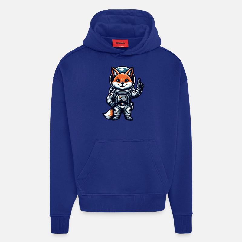 Astronaute Fox Espace Cosmonaute Univers - Sweat à capuche bio épais oversize fabriqué en UE - Iconic Blue