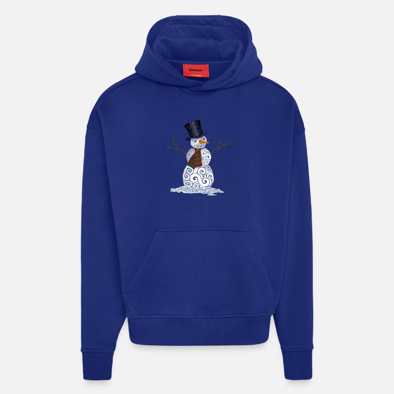 Happy Swirly Snowman - Hoodie- made by SPREAD  - Iconic Blue