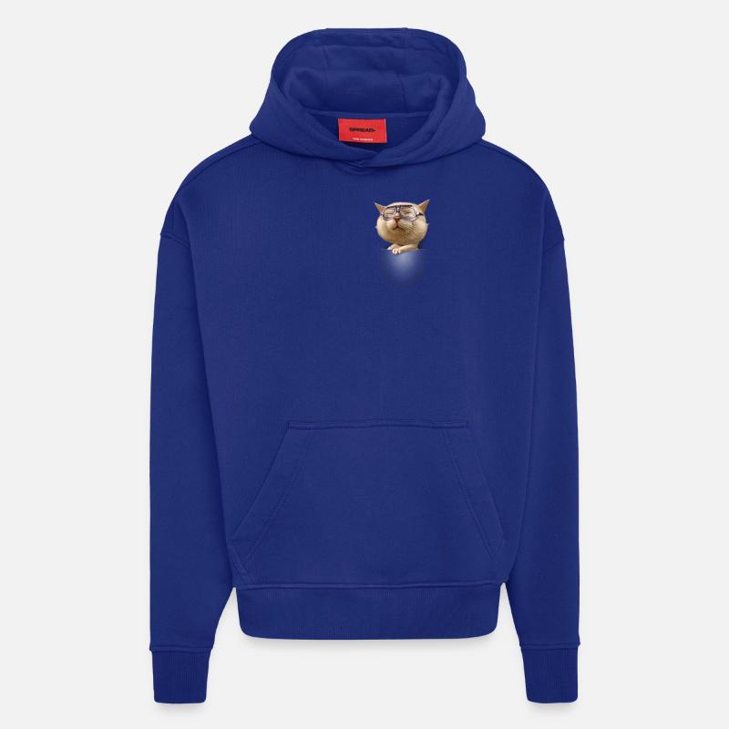 LUNETTE DE POCHE CHAT - Sweat à capuche bio épais oversize fabriqué en UE - Iconic Blue