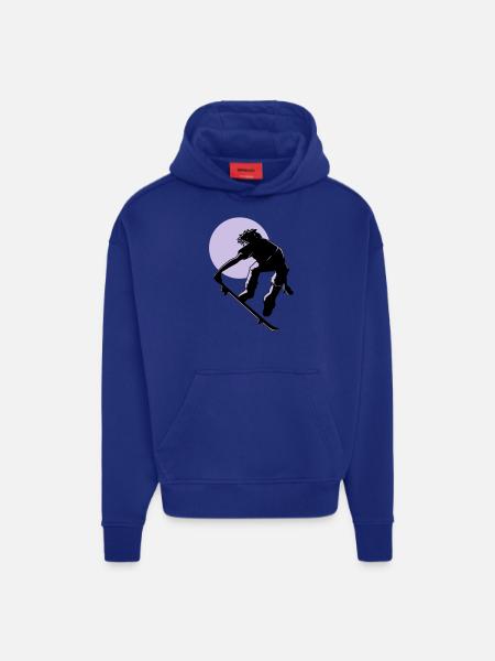 skater - Sweat à capuche bio épais oversize fabriqué en UE - Iconic Blue