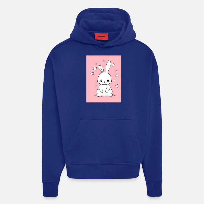 Le petit lapin Whit - Sweat à capuche bio épais oversize fabriqué en UE - Iconic Blue