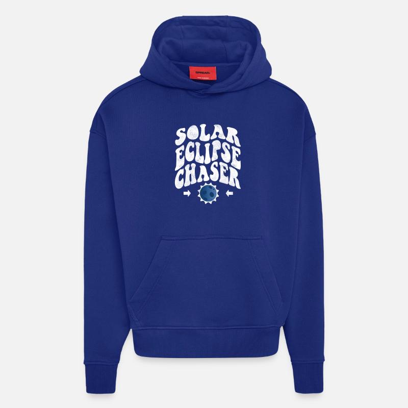 Solar eclipse chaser white - Hoodie- made by SPREAD  - Iconic Blue