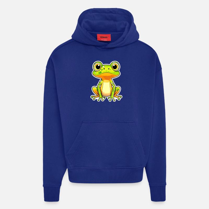 Grenouille Grenouille verte Frog - Sweat à capuche bio épais oversize fabriqué en UE - Iconic Blue