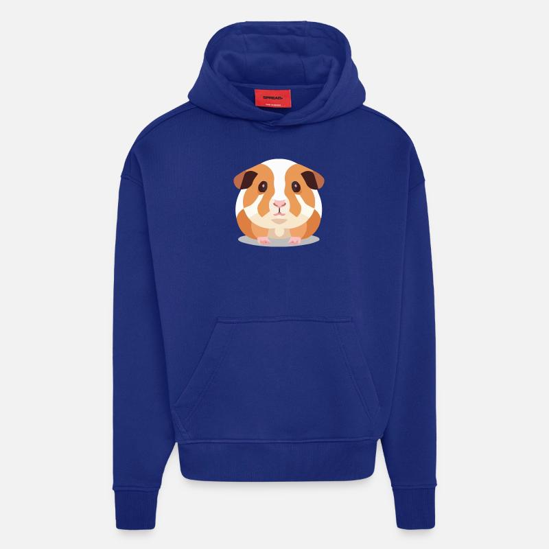Cochon d’Inde Mignon Marron Blanc - Sweat à capuche bio épais oversize fabriqué en UE - Iconic Blue