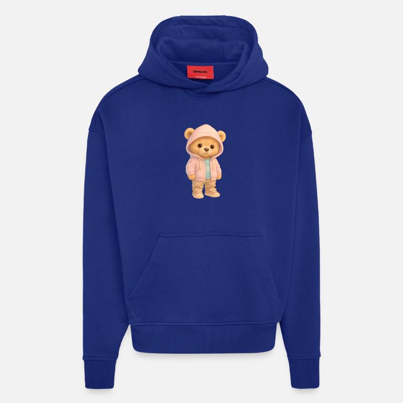 Ours à capuche mignon - Sweat à capuche bio épais oversize fabriqué en UE - Iconic Blue