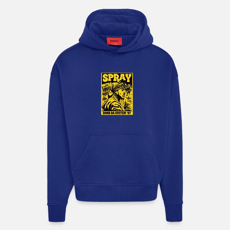 Bombe Spray Da System 87 - Sweat à capuche bio épais oversize fabriqué en UE - Iconic Blue