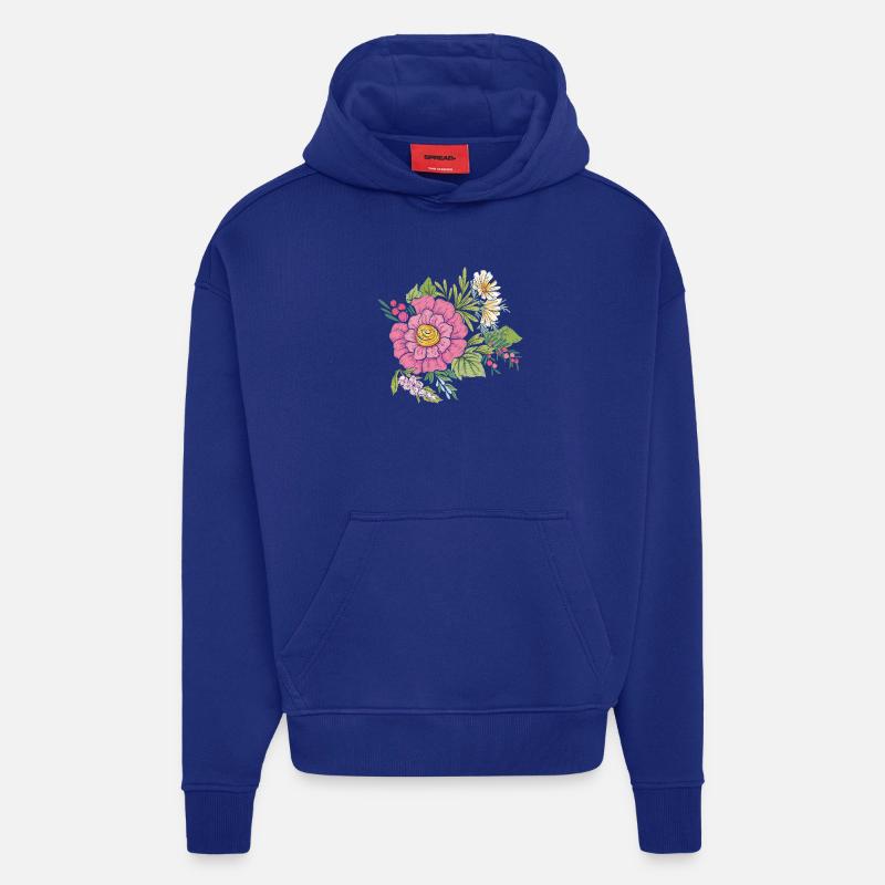 Image de fleur - Sweat à capuche bio épais oversize fabriqué en UE - Iconic Blue
