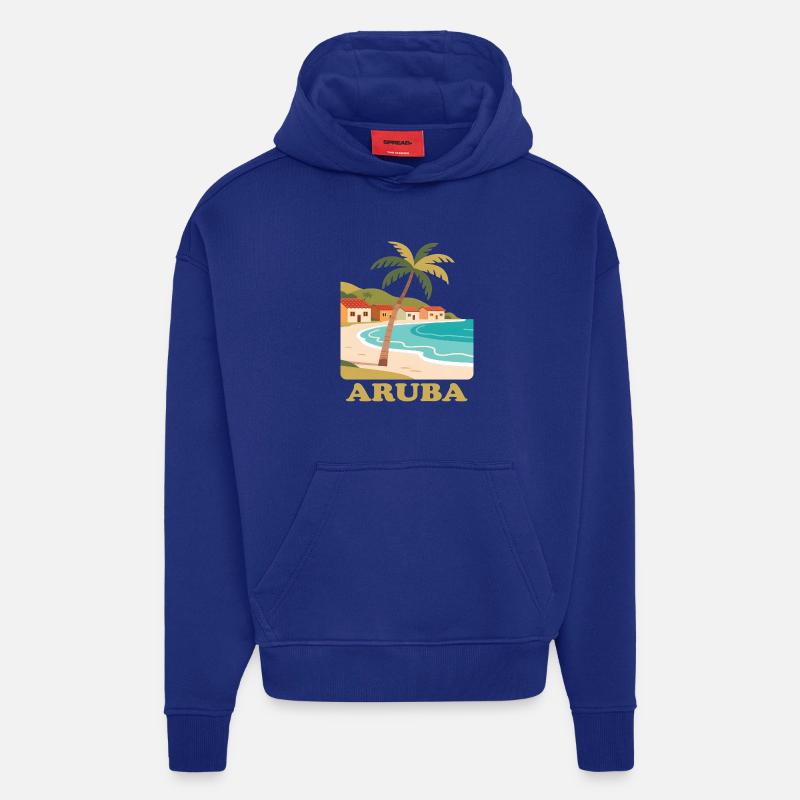 Aruba - Sweat à capuche bio épais oversize fabriqué en UE - Iconic Blue