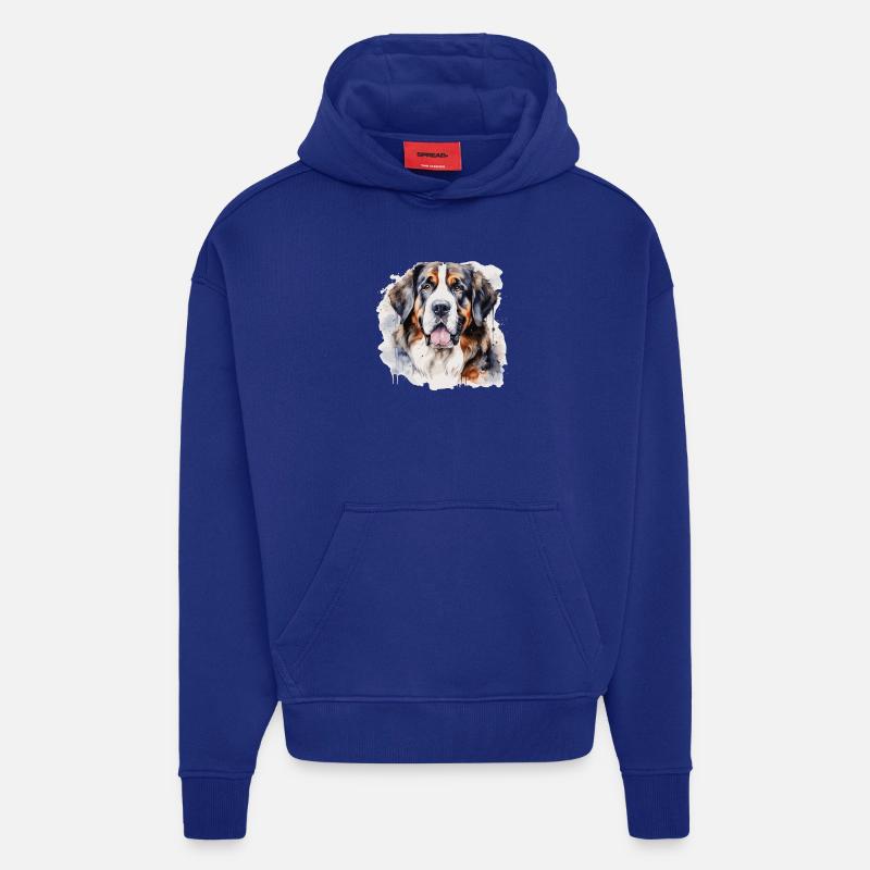Chien Saint Bernard, suisse - Sweat à capuche bio épais oversize fabriqué en UE - Iconic Blue