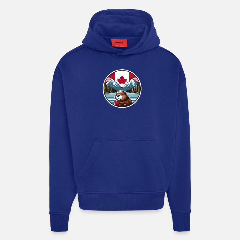 Canada Bieber 2 - Sweat à capuche bio épais oversize fabriqué en UE - Iconic Blue