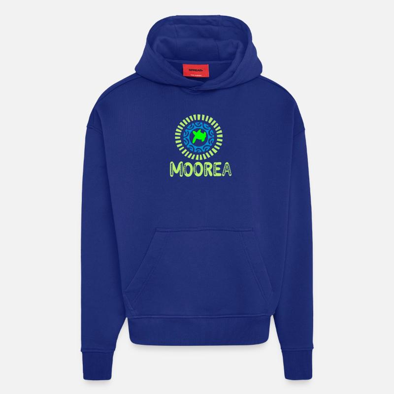 turtle polynesian tattoo moorea - Sweat à capuche bio épais oversize fabriqué en UE - Iconic Blue