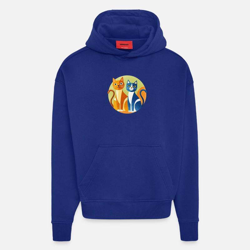 Circle Cats Duo - Sweat à capuche bio épais oversize fabriqué en UE - Iconic Blue