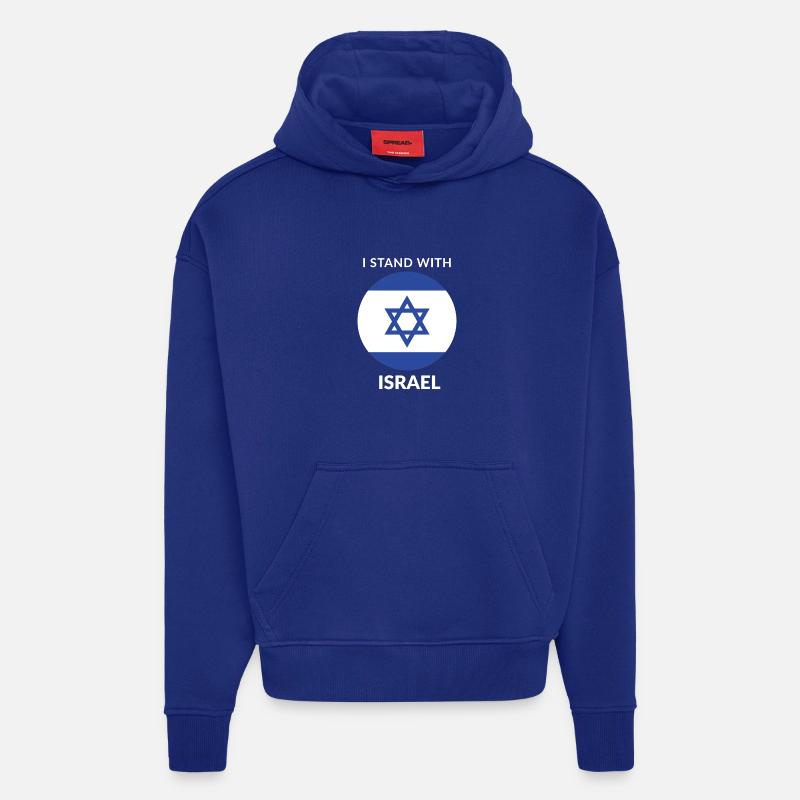 JE SUIS AUX CÔTÉS D’ISRAËL - Sweat à capuche bio épais oversize fabriqué en UE - Iconic Blue