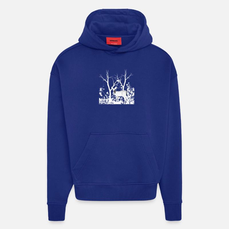 Biche Gracieuse Forêt Sauvage - Sweat à capuche bio épais oversize fabriqué en UE - Iconic Blue