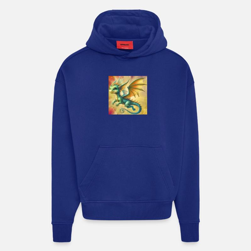 dragon - Sweat à capuche bio épais oversize fabriqué en UE - Iconic Blue