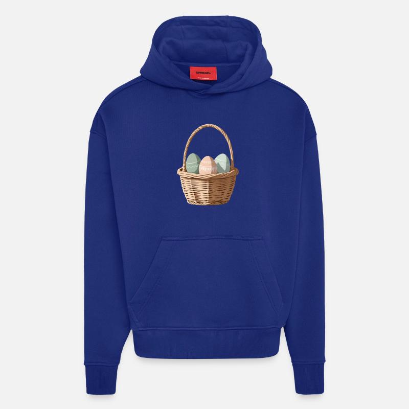 Pastell-Eier im Körbchen - Hoodie- made by SPREAD  - Iconic Blue
