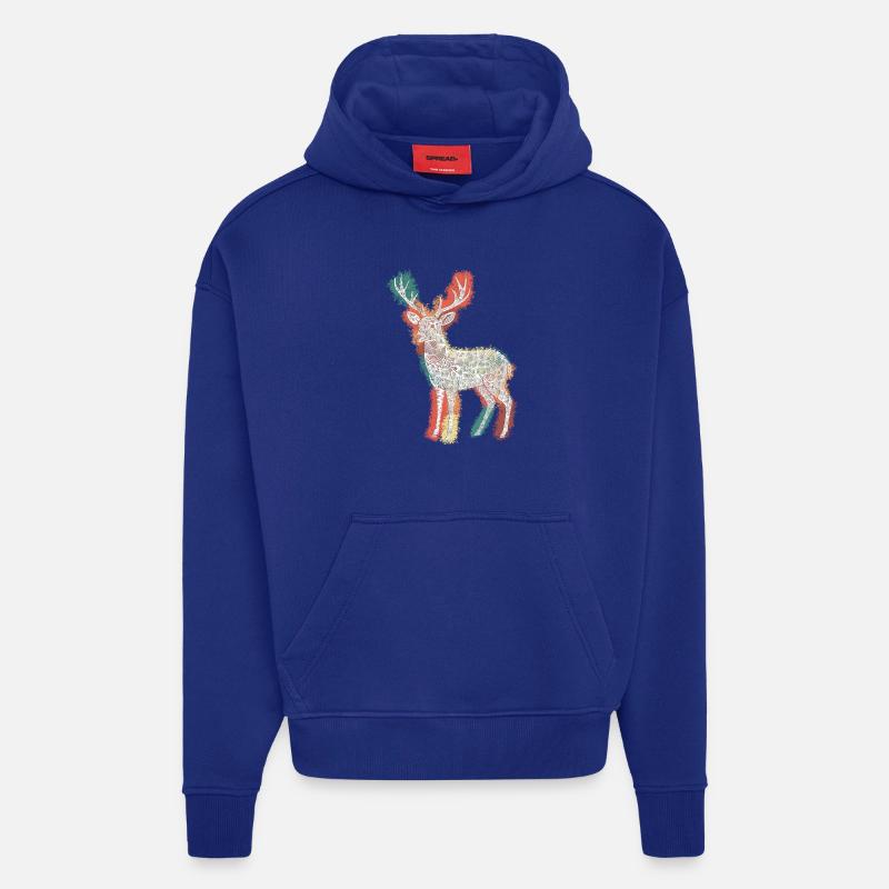 Zentangle Roebuck - Sweat à capuche bio épais oversize fabriqué en UE - Iconic Blue