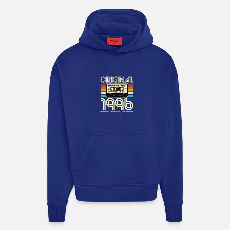 Original 1996 Cassette rétro - Sweat à capuche bio épais oversize fabriqué en UE - Iconic Blue