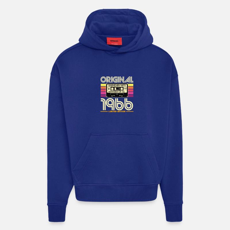 Original 1966 Cassette Retro - Sweat à capuche bio épais oversize fabriqué en UE - Iconic Blue