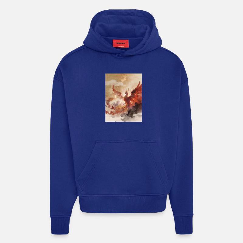 L'Apothéose du Phénix : Harmonie Cosmique - Sweat à capuche bio épais oversize fabriqué en UE - Iconic Blue