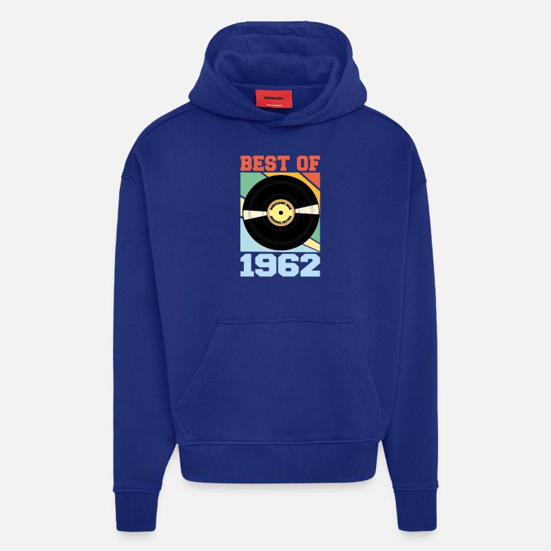 Le meilleur de 1962 - Sweat à capuche bio épais oversize fabriqué en UE - Iconic Blue