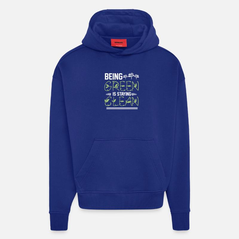 Être vert, c’est rester propre - Sweat à capuche bio épais oversize fabriqué en UE - Iconic Blue