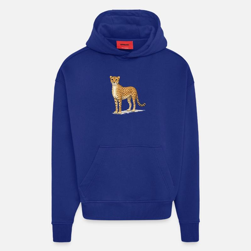 Illustration de bande dessinée guépard - Sweat à capuche bio épais oversize fabriqué en UE - Iconic Blue