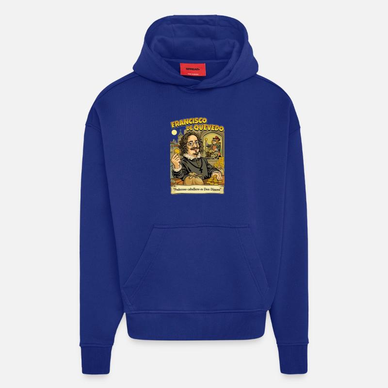 Francisco de Quevedo - Sweat à capuche bio épais oversize fabriqué en UE - Iconic Blue