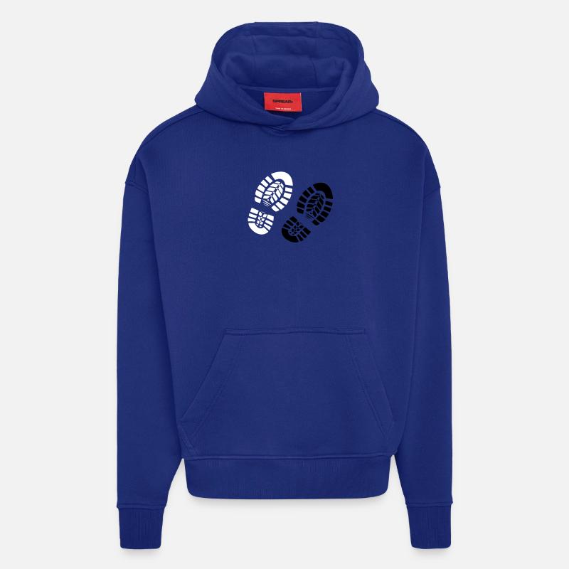 Fußabdruck Stiefel Wanderschuhe 2c - Hoodie- made by SPREAD  - Iconic Blue