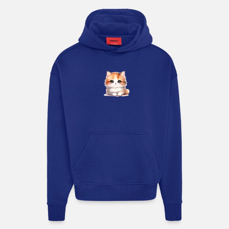 Chat mignon - Sweat à capuche bio épais oversize fabriqué en UE - Iconic Blue