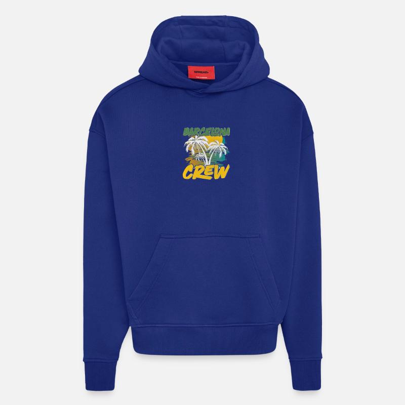 Barcelone Crew - Sweat à capuche bio épais oversize fabriqué en UE - Iconic Blue