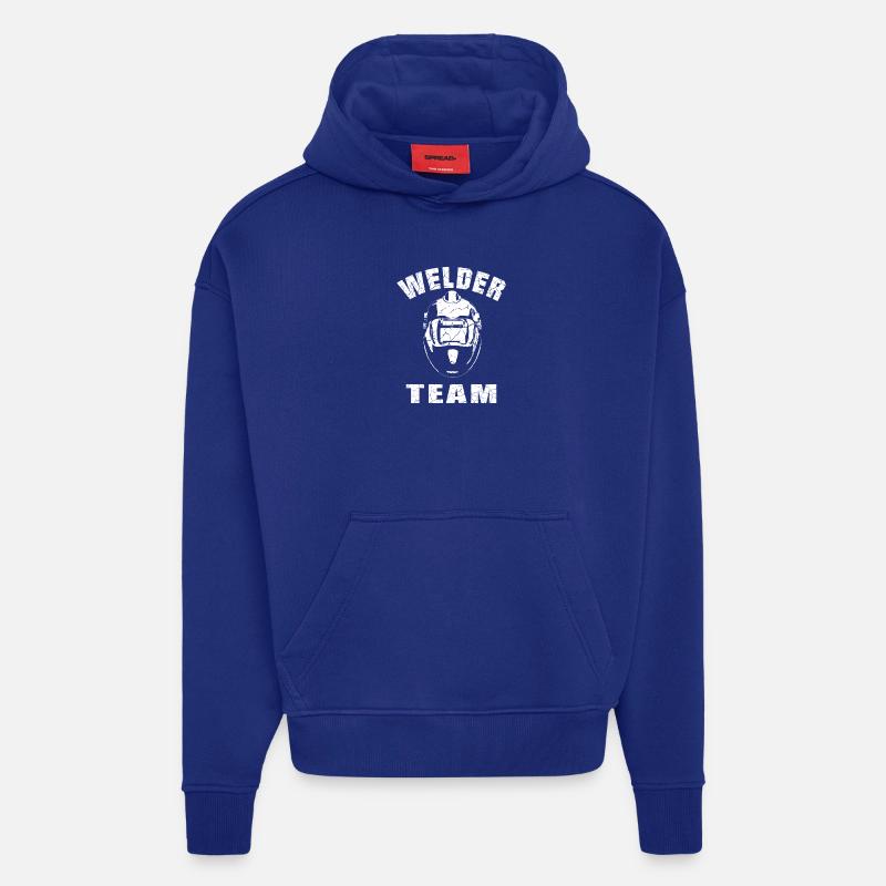 Conception de l’équipe de soudeurs - Sweat à capuche bio épais oversize fabriqué en UE - Iconic Blue