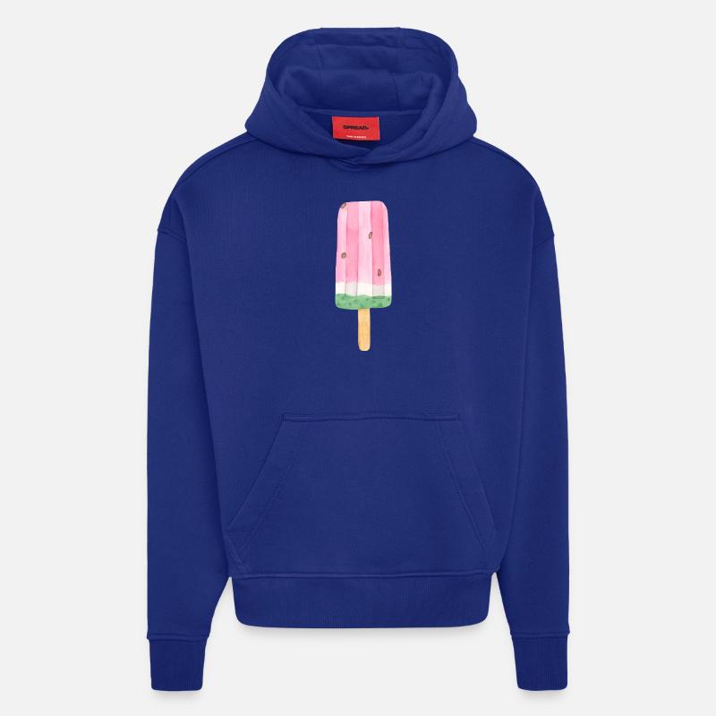 Glace pastèque - Sweat à capuche bio épais oversize fabriqué en UE - Iconic Blue