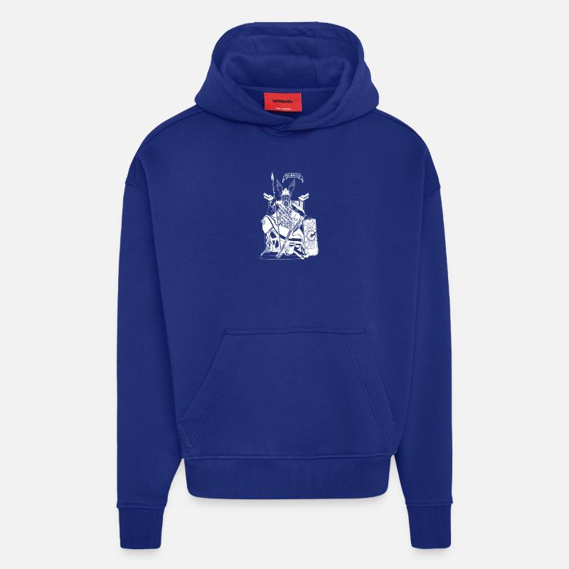 Odin sur le trône blanc - Sweat à capuche bio épais oversize fabriqué en UE - Iconic Blue