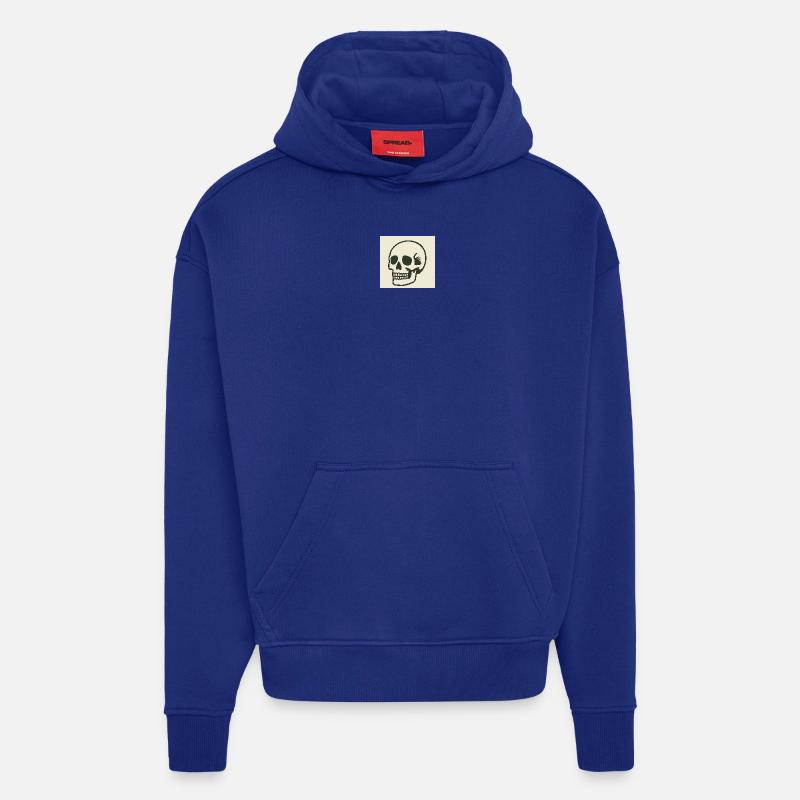 Crâne - Sweat à capuche bio épais oversize fabriqué en UE - Iconic Blue