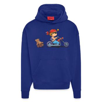 CD - Baby Biker mit Teddy Bär Anhänger - Kinder - Hoodie- made by SPREAD  - Iconic Blue - Vorne