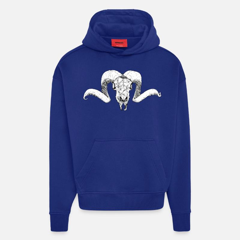 Ziegenkopf 2 - Sweat à capuche bio épais oversize fabriqué en UE - Iconic Blue