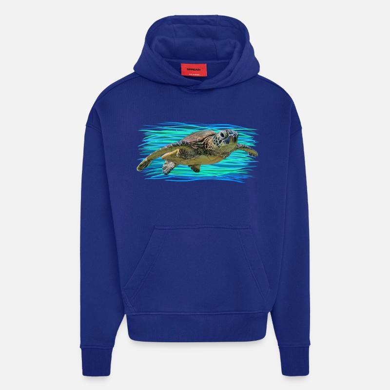 Tortue - Sweat à capuche bio épais oversize fabriqué en UE - Iconic Blue