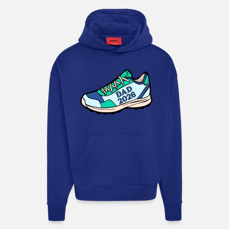 Annonce du bébé : Papa Coureur 2026 - Sweat à capuche bio épais oversize fabriqué en UE - Iconic Blue