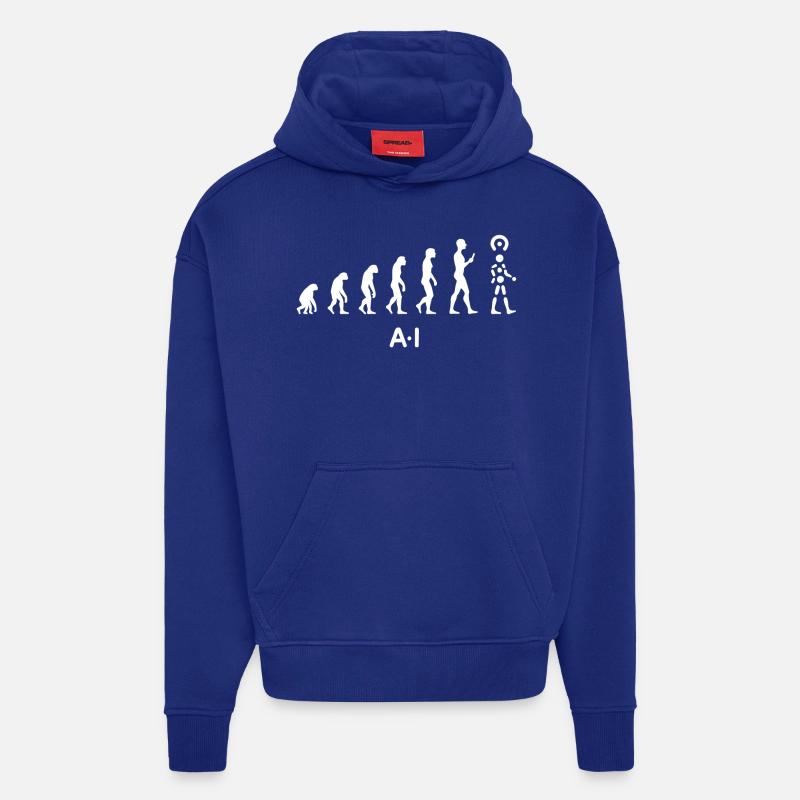 Évolution de l’IA – Intelligence artificielle - Sweat à capuche bio épais oversize fabriqué en UE - Iconic Blue