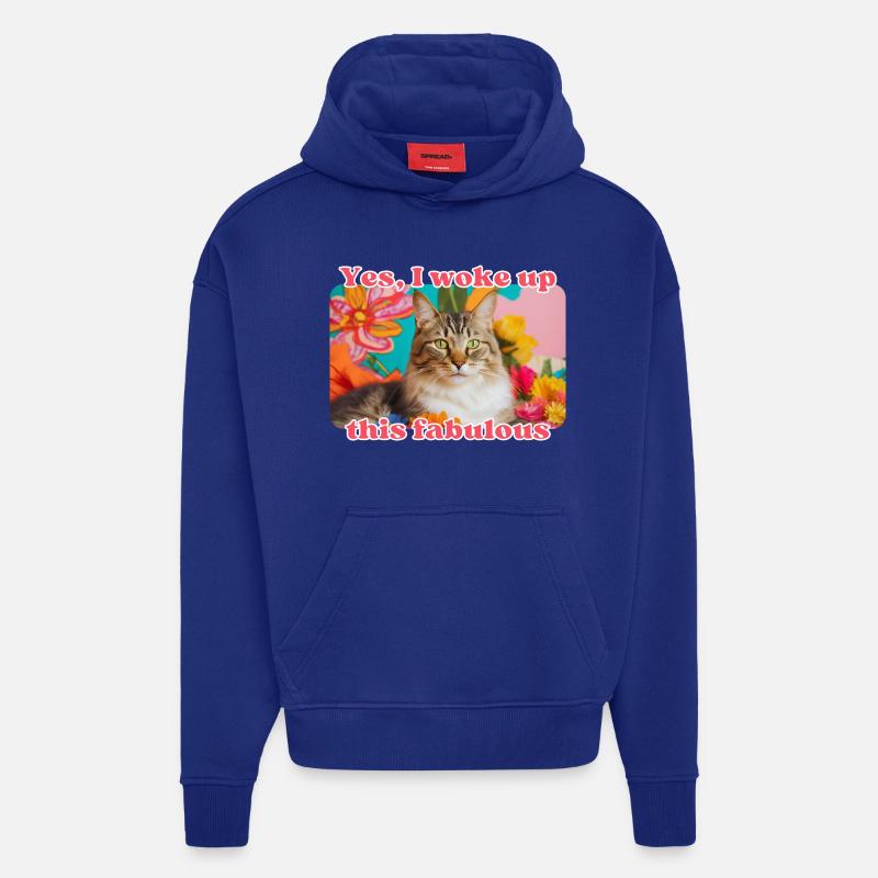 Chat fabuleux - Sweat à capuche bio épais oversize fabriqué en UE - Iconic Blue